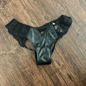 VS faux leather and lace backless panty